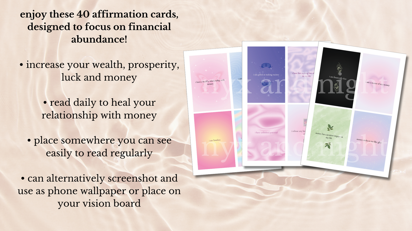 FINANCIAL ABUNDANCE AFFIRMATION CARDS