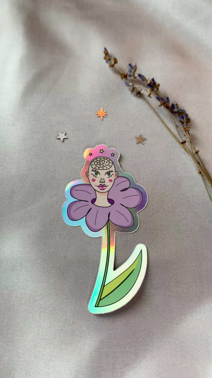 FLOWER HEAD HOLOGRAPHIC STICKER