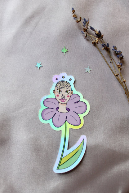 FLOWER HEAD HOLOGRAPHIC STICKER